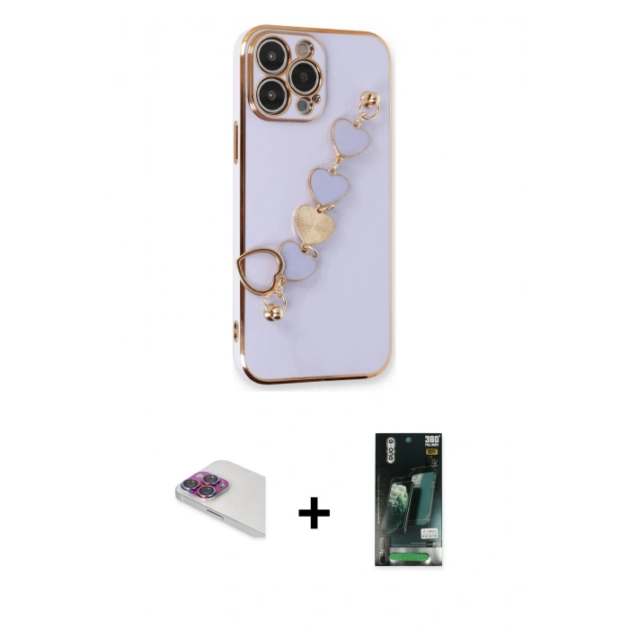 MARSİLYAN™- iPhone 13 Pro Max Kılıf Nova Işık Prime - Şeffaf 360 Full Body Arka Koruyucu + Pers Alüminyum Kamera Lens - GI