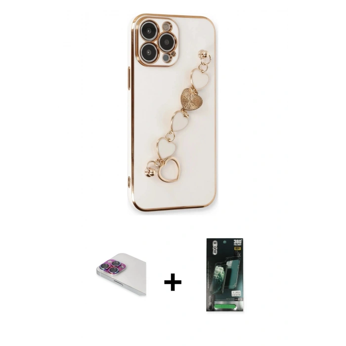 MARSİLYAN™- iPhone 13 Pro Max Kılıf Nova Işık Prime - Şeffaf 360 Full Body Arka Koruyucu + Pers Alüminyum Kamera Lens - GI