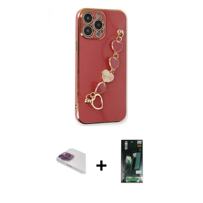 MARSİLYAN™- iPhone 13 Pro Max Kılıf Nova Işık Prime - Şeffaf 360 Full Body Arka Koruyucu + Pers Alüminyum Kamera Lens - GI