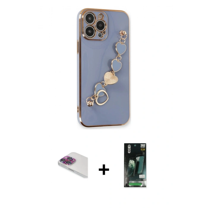 MARSİLYAN™- iPhone 13 Pro Max Kılıf Nova Işık Prime - Şeffaf 360 Full Body Arka Koruyucu + Pers Alüminyum Kamera Lens - GI