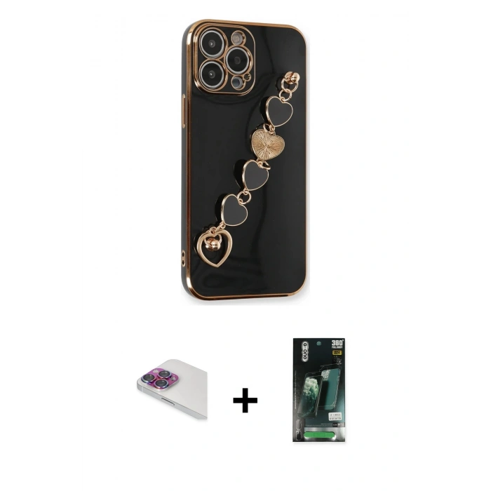 MARSİLYAN™- iPhone 13 Pro Max Kılıf Nova Işık Prime - Şeffaf 360 Full Body Arka Koruyucu + Pers Alüminyum Kamera Lens - GI