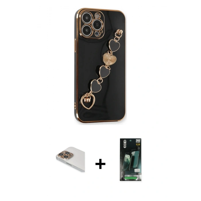 MARSİLYAN™- iPhone 13 Pro Max Kılıf Nova Işık Prime - Şeffaf 360 Full Body Arka Koruyucu + Pers Alüminyum Kamera Lens - GD