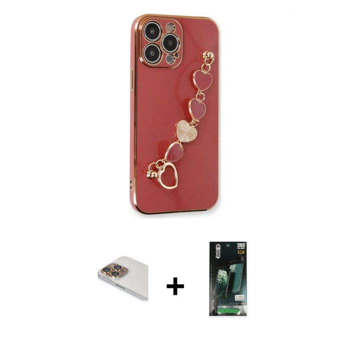 MARSİLYAN™- iPhone 13 Pro Max Kılıf Nova Işık Prime - Şeffaf 360 Full Body Arka Koruyucu + Pers Alüminyum Kamera Lens - GD