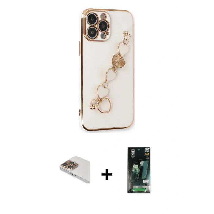 MARSİLYAN™- iPhone 13 Pro Max Kılıf Nova Işık Prime - Şeffaf 360 Full Body Arka Koruyucu + Pers Alüminyum Kamera Lens - GD