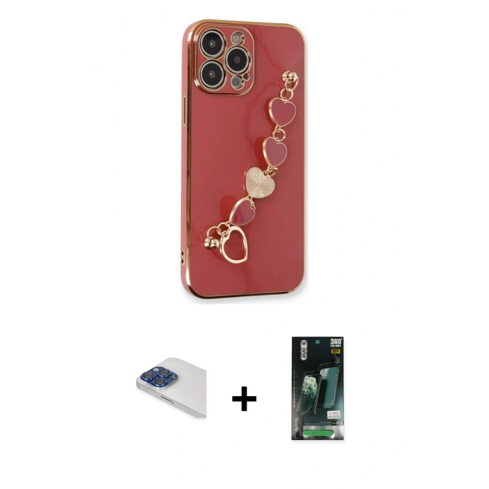 MARSİLYAN™- iPhone 13 Pro Max Kılıf Nova Işık Prime - Şeffaf 360 Full Body Arka Koruyucu + Pers Alüminyum Kamera Lens - LT
