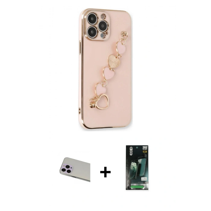 MARSİLYAN™- iPhone 13 Pro Max Kılıf Nova Işık Prime - Şeffaf 360 Full Body Arka Koruyucu + Mor Rainbow Kamera Lens Koruma Cam
