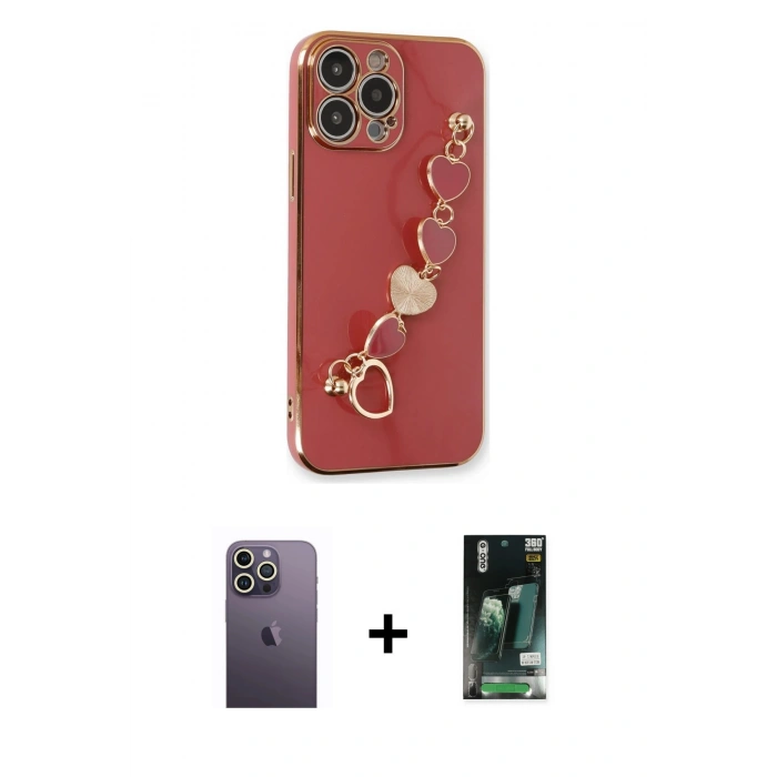 MARSİLYAN™- iPhone 13 Pro Max Kılıf Nova Işık Prime - Şeffaf 360 Full Body Arka Koruyucu + Neon Fosforlu Kamera Lens - BZ