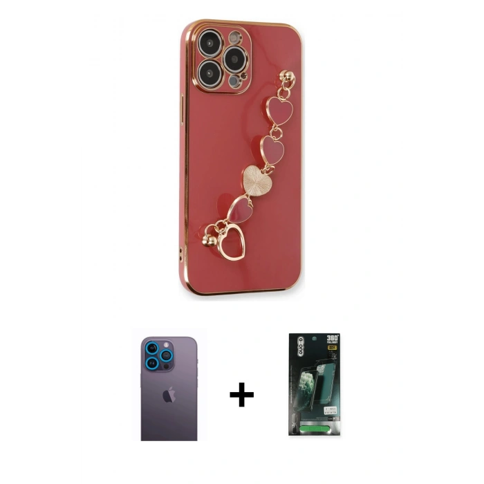 MARSİLYAN™- iPhone 13 Pro Max Kılıf Nova Işık Prime - Şeffaf 360 Full Body Arka Koruyucu + Neon Fosforlu Kamera Lens - MI