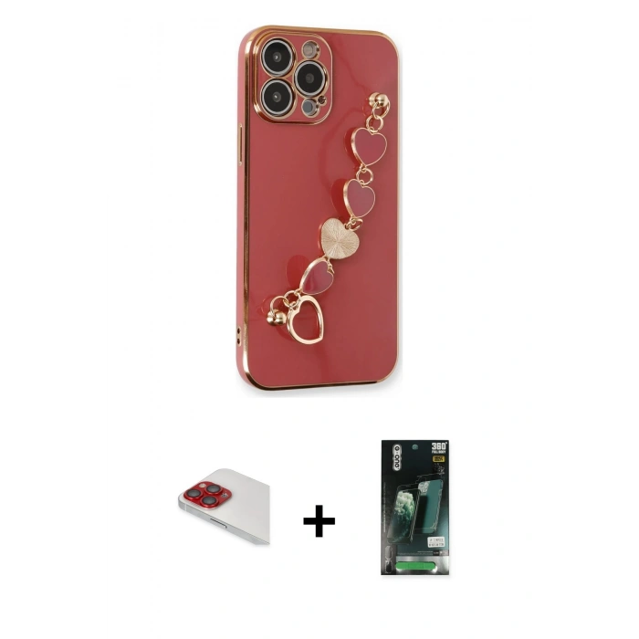 MARSİLYAN™- iPhone 13 Pro Max Kılıf Nova Işık Prime - Şeffaf 360 Full Body Arka Koruyucu + Pers Alüminyum Kamera Lens - KI