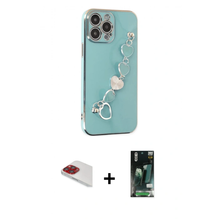 MARSİLYAN™- iPhone 13 Pro Max Kılıf Nova Işık Prime - Şeffaf 360 Full Body Arka Koruyucu + Pers Alüminyum Kamera Lens - KI