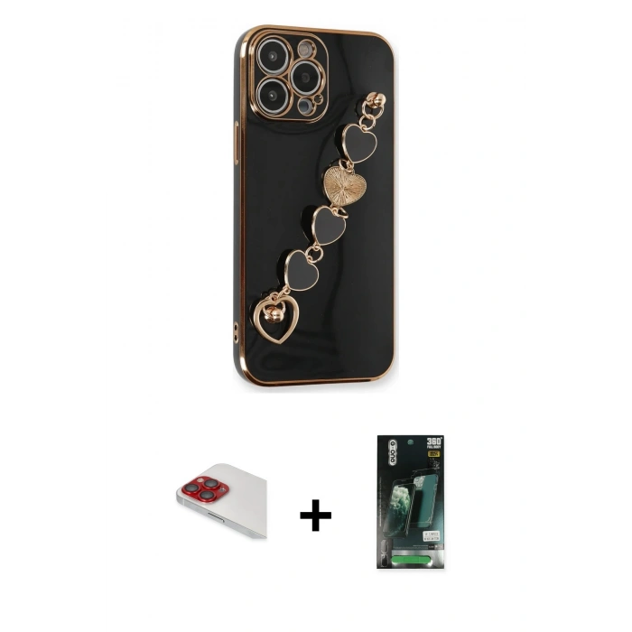 MARSİLYAN™- iPhone 13 Pro Max Kılıf Nova Işık Prime - Şeffaf 360 Full Body Arka Koruyucu + Pers Alüminyum Kamera Lens - KI
