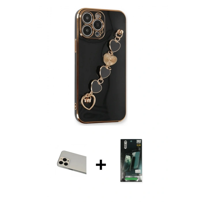 MARSİLYAN™- iPhone 13 Pro Max Kılıf Nova Işık Prime - Şeffaf 360 Full Body Arka Koruyucu + Rainbow Kamera Lens Koruma Cam - REGD