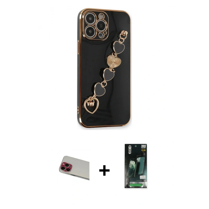 MARSİLYAN™- iPhone 13 Pro Max Kılıf Nova Işık Prime - Şeffaf 360 Full Body Arka Koruyucu + Rainbow Kamera Lens Koruma Cam - KI