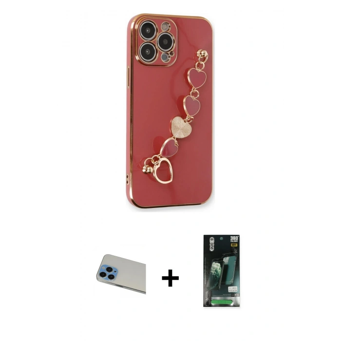 MARSİLYAN™- iPhone 13 Pro Max Kılıf Nova Işık Prime - Şeffaf 360 Full Body Arka Koruyucu + Rainbow Kamera Lens Koruma Cam - MI