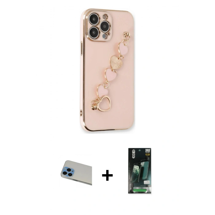 MARSİLYAN™- iPhone 13 Pro Max Kılıf Nova Işık Prime - Şeffaf 360 Full Body Arka Koruyucu + Rainbow Kamera Lens Koruma Cam - MI
