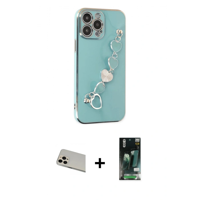 MARSİLYAN™- iPhone 13 Pro Max Kılıf Nova Işık Prime - Şeffaf 360 Full Body Arka Koruyucu + Rainbow Kamera Lens Koruma Cam - REGD