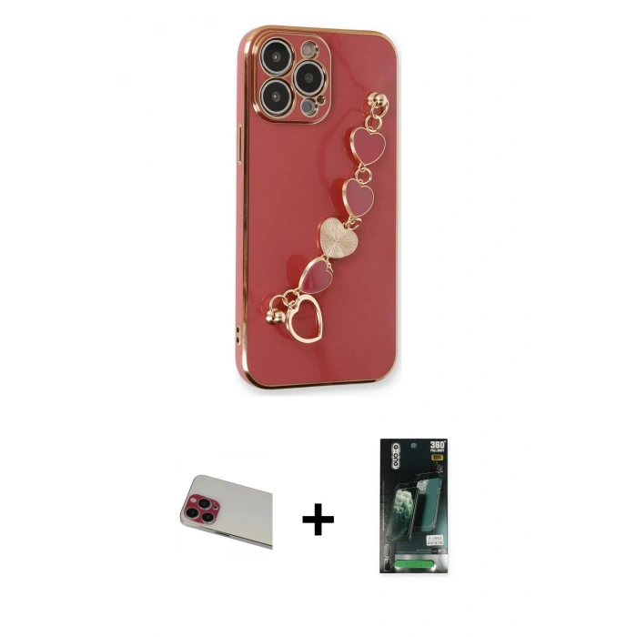MARSİLYAN™- iPhone 13 Pro Max Kılıf Nova Işık Prime - Şeffaf 360 Full Body Arka Koruyucu + Rainbow Kamera Lens Koruma Cam - KI