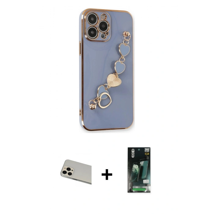 MARSİLYAN™- iPhone 13 Pro Max Kılıf Nova Işık Prime - Şeffaf 360 Full Body Arka Koruyucu + Rainbow Kamera Lens Koruma Cam - REGD