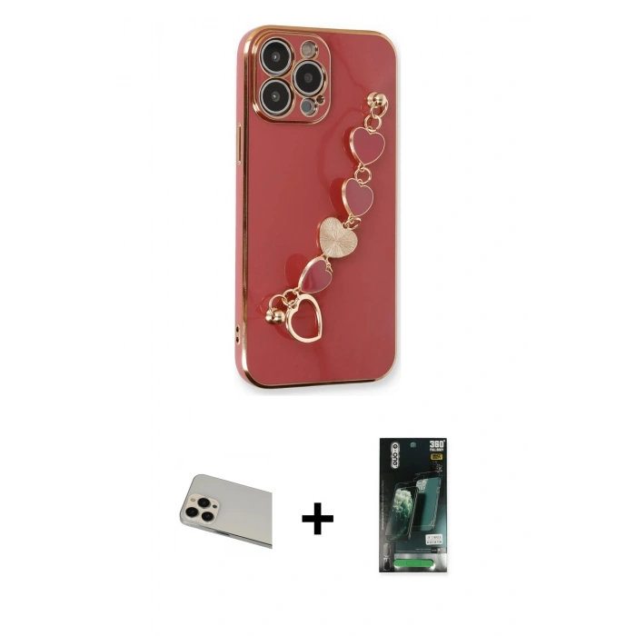 MARSİLYAN™- iPhone 13 Pro Max Kılıf Nova Işık Prime - Şeffaf 360 Full Body Arka Koruyucu + Rainbow Kamera Lens Koruma Cam - REGD