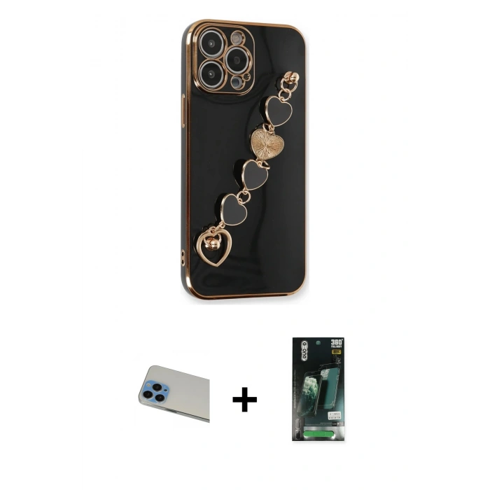 MARSİLYAN™- iPhone 13 Pro Max Kılıf Nova Işık Prime - Şeffaf 360 Full Body Arka Koruyucu + Rainbow Kamera Lens Koruma Cam - MI