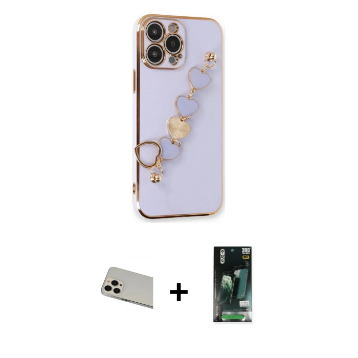 MARSİLYAN™- iPhone 13 Pro Max Kılıf Nova Işık Prime - Şeffaf 360 Full Body Arka Koruyucu + Rainbow Kamera Lens Koruma Cam - REGD