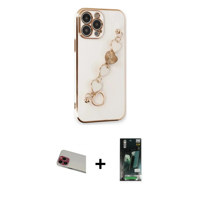 MARSİLYAN™- iPhone 13 Pro Max Kılıf Nova Işık Prime - Şeffaf 360 Full Body Arka Koruyucu + Rainbow Kamera Lens Koruma Cam - KI