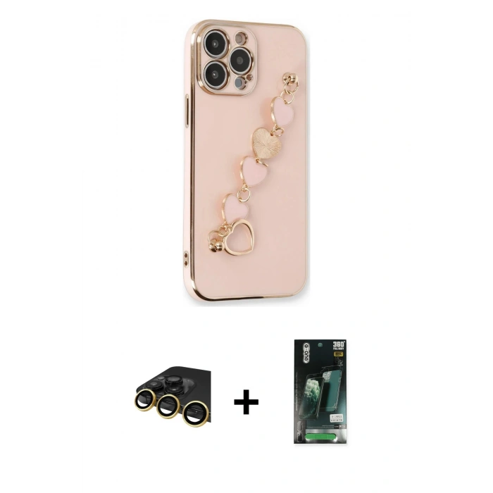 MARSİLYAN™- iPhone 13 Pro Max Kılıf Nova Işık Prime - Şeffaf 360 Full Body Arka Koruyucu + Raze Metal Kamera Lens - GD
