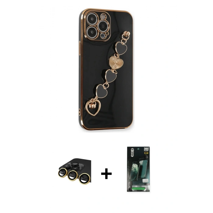 MARSİLYAN™- iPhone 13 Pro Max Kılıf Nova Işık Prime - Şeffaf 360 Full Body Arka Koruyucu + Raze Metal Kamera Lens - GD