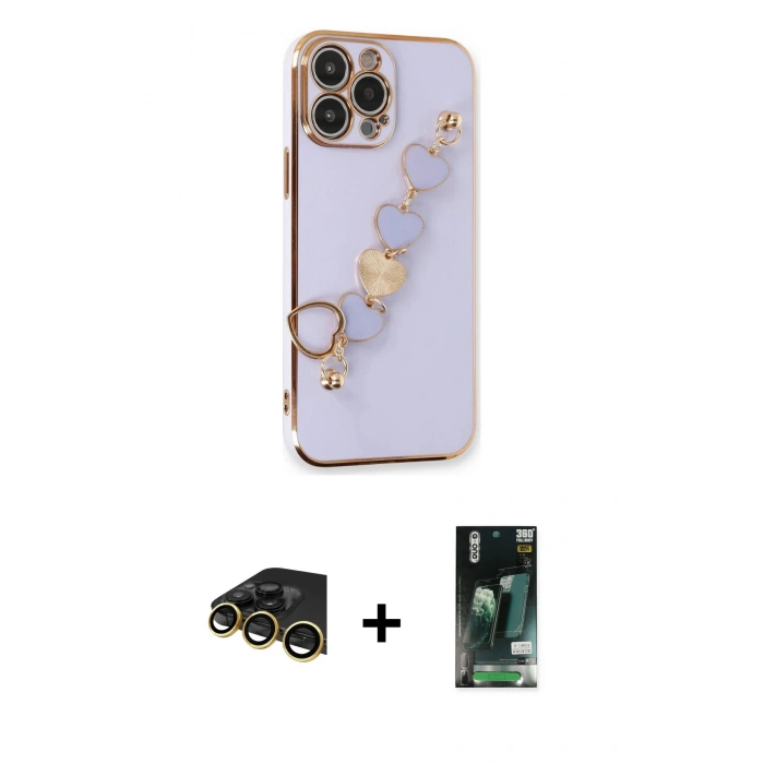 MARSİLYAN™- iPhone 13 Pro Max Kılıf Nova Işık Prime - Şeffaf 360 Full Body Arka Koruyucu + Raze Metal Kamera Lens - GD