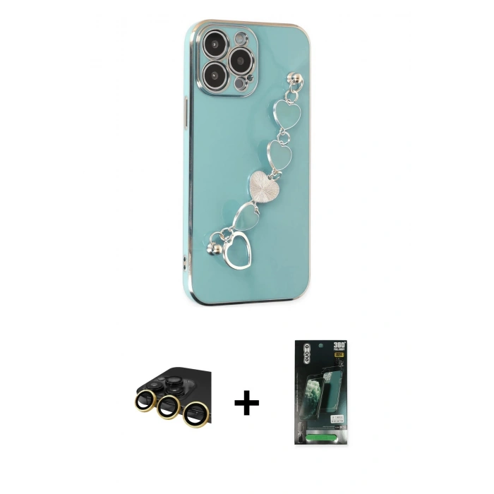 MARSİLYAN™- iPhone 13 Pro Max Kılıf Nova Işık Prime - Şeffaf 360 Full Body Arka Koruyucu + Raze Metal Kamera Lens - GD
