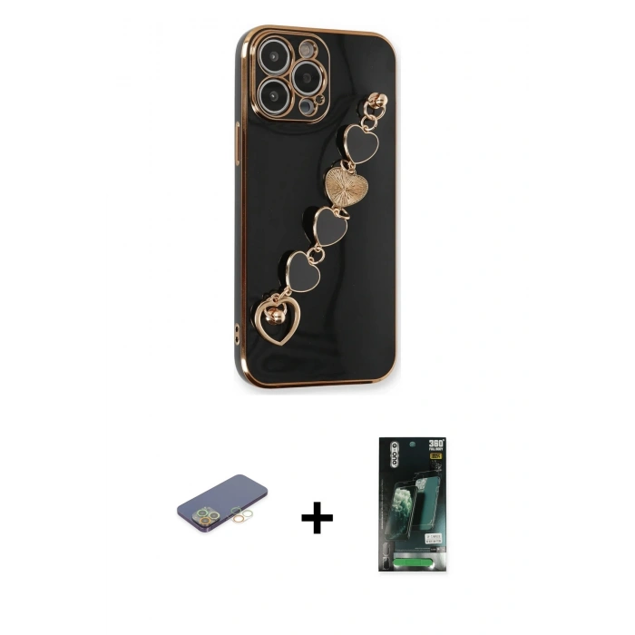 MARSİLYAN™- iPhone 13 Pro Max Kılıf Nova Işık Prime - Şeffaf 360 Full Body Arka Koruyucu + Renkli Kamera Lens Koruma Cam - SI