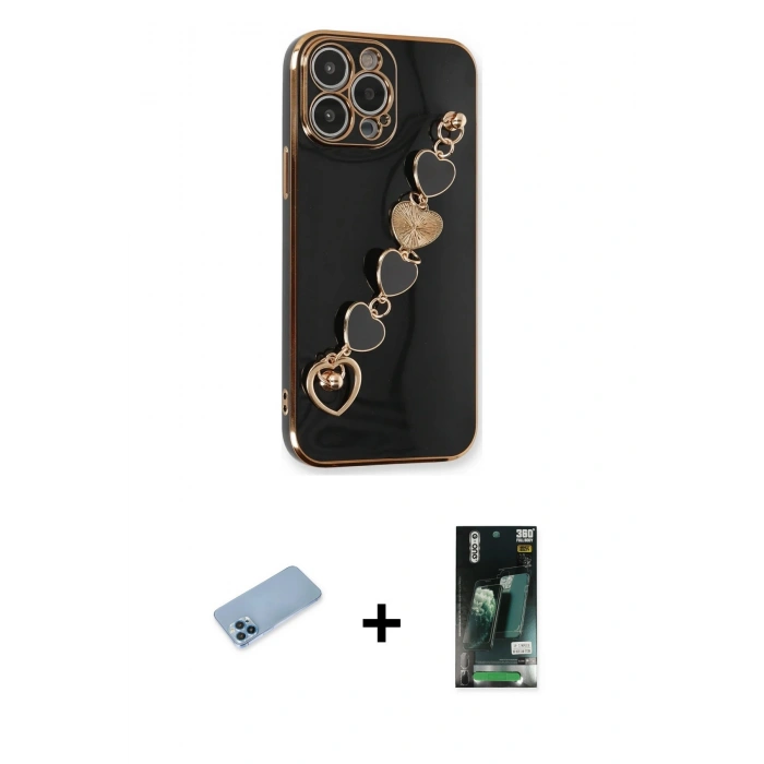 MARSİLYAN™- iPhone 13 Pro Max Kılıf Nova Işık Prime - Şeffaf 360 Full Body Arka Koruyucu + Shine Kamera Lens Koruma Cam - MI