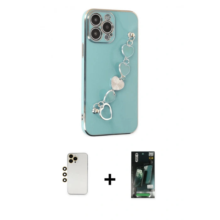 MARSİLYAN™- iPhone 13 Pro Max Kılıf Nova Işık Prime - Şeffaf 360 Full Body Arka Koruyucu + Shine Kamera Lens - GD