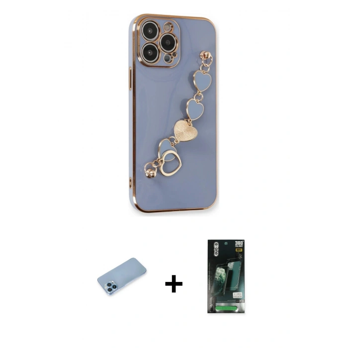 MARSİLYAN™- iPhone 13 Pro Max Kılıf Nova Işık Prime - Şeffaf 360 Full Body Arka Koruyucu + Shine Kamera Lens Koruma Cam - MI