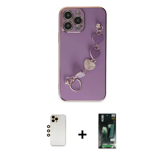 MARSİLYAN™- iPhone 13 Pro Max Kılıf Nova Işık Prime - Şeffaf 360 Full Body Arka Koruyucu + Shine Kamera Lens - GD