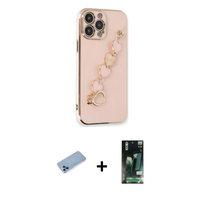 MARSİLYAN™- iPhone 13 Pro Max Kılıf Nova Işık Prime - Şeffaf 360 Full Body Arka Koruyucu + Shine Kamera Lens Koruma Cam - MI