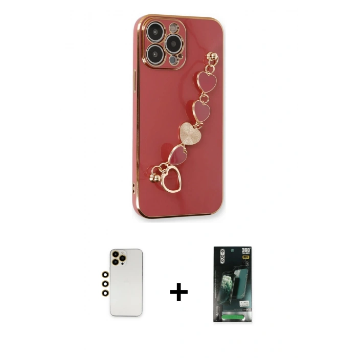 MARSİLYAN™- iPhone 13 Pro Max Kılıf Nova Işık Prime - Şeffaf 360 Full Body Arka Koruyucu + Shine Kamera Lens - GD