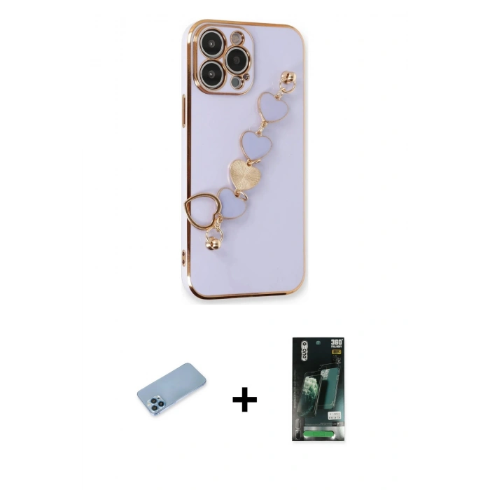 MARSİLYAN™- iPhone 13 Pro Max Kılıf Nova Işık Prime - Şeffaf 360 Full Body Arka Koruyucu + Shine Kamera Lens Koruma Cam - MI