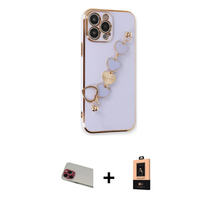 MARSİLYAN™- iPhone 13 Pro Max Kılıf Nova Işık Prime - Şeffaf Maxco Cam Ekran Koruyucu + Kırmızı Rainbow Kamera Lens Koruma Cam