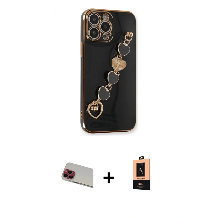 MARSİLYAN™- iPhone 13 Pro Max Kılıf Nova Işık Prime - Şeffaf Maxco Cam Ekran Koruyucu + Kırmızı Rainbow Kamera Lens Koruma Cam