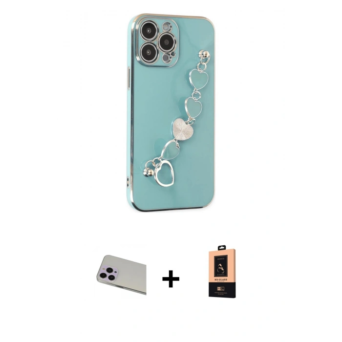 MARSİLYAN™- iPhone 13 Pro Max Kılıf Nova Işık Prime - Şeffaf Maxco Cam Ekran Koruyucu + Rainbow Kamera Lens Koruma Cam - MR