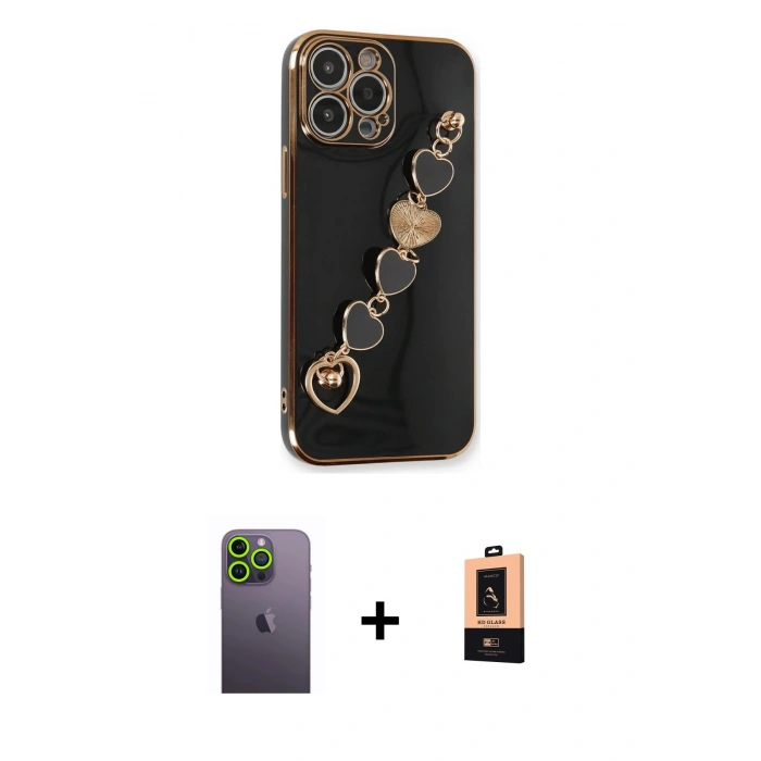 MARSİLYAN™- iPhone 13 Pro Max Kılıf Nova Işık Prime - Şeffaf Maxco Cam Ekran Koruyucu + Neon Fosforlu Kamera Lens - YL