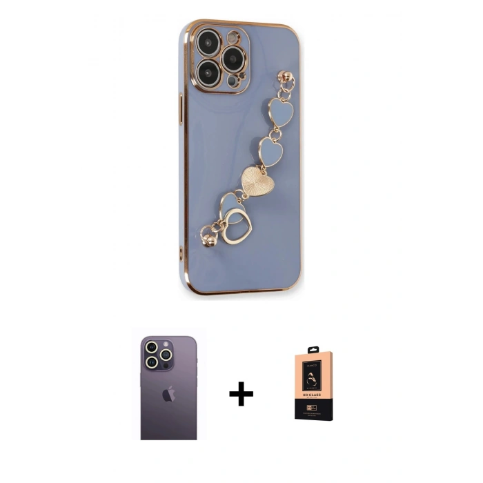 MARSİLYAN™- iPhone 13 Pro Max Kılıf Nova Işık Prime - Şeffaf Maxco Cam Ekran Koruyucu + Neon Fosforlu Kamera Lens - BZ