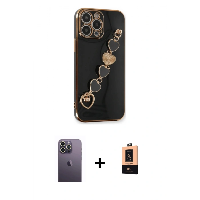 MARSİLYAN™- iPhone 13 Pro Max Kılıf Nova Işık Prime - Şeffaf Maxco Cam Ekran Koruyucu + Neon Fosforlu Kamera Lens - BZ