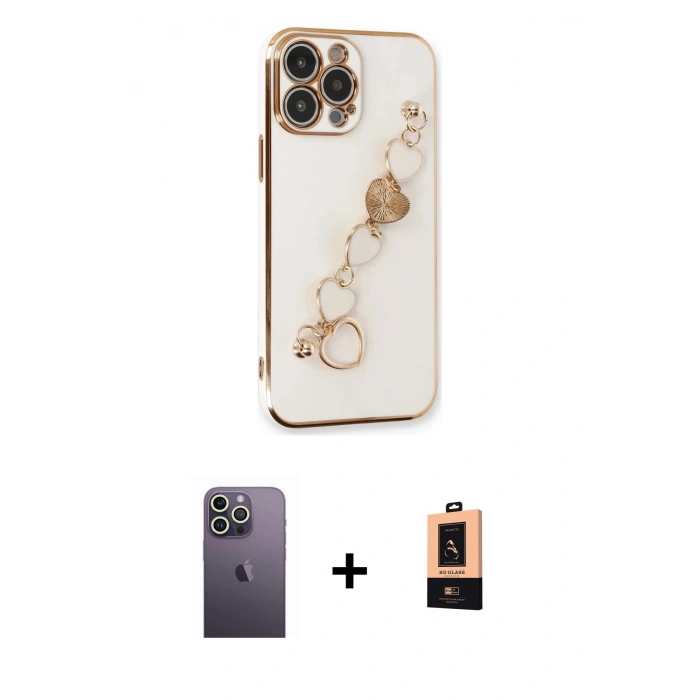 MARSİLYAN™- iPhone 13 Pro Max Kılıf Nova Işık Prime - Şeffaf Maxco Cam Ekran Koruyucu + Neon Fosforlu Kamera Lens - BZ