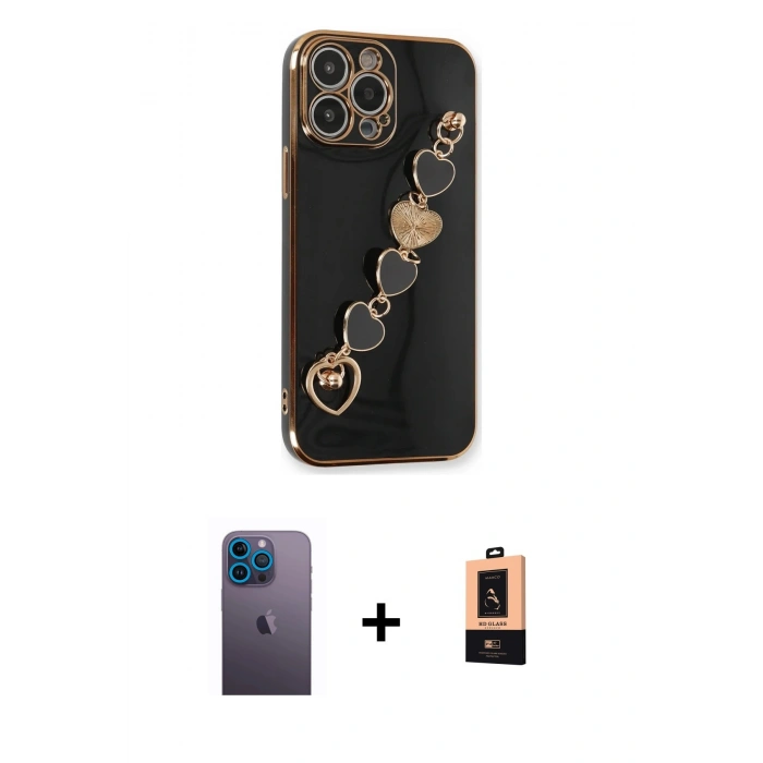 MARSİLYAN™- iPhone 13 Pro Max Kılıf Nova Işık Prime - Şeffaf Maxco Cam Ekran Koruyucu + Neon Fosforlu Kamera Lens - MI