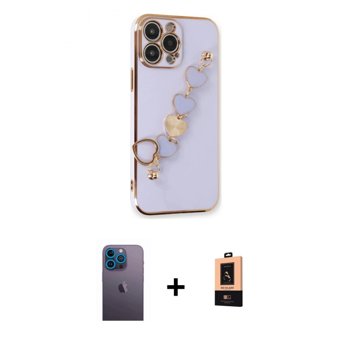 MARSİLYAN™- iPhone 13 Pro Max Kılıf Nova Işık Prime - Şeffaf Maxco Cam Ekran Koruyucu + Neon Fosforlu Kamera Lens - MI