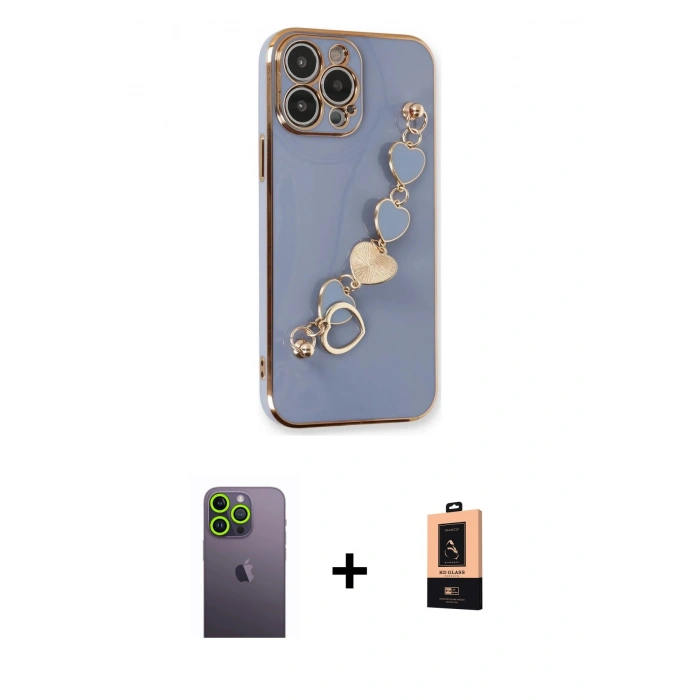MARSİLYAN™- iPhone 13 Pro Max Kılıf Nova Işık Prime - Şeffaf Maxco Cam Ekran Koruyucu + Neon Fosforlu Kamera Lens - YL