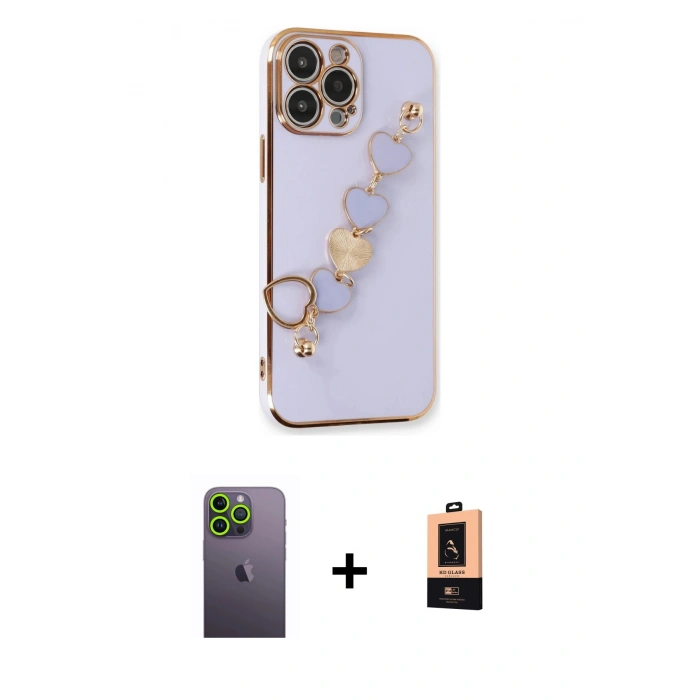 MARSİLYAN™- iPhone 13 Pro Max Kılıf Nova Işık Prime - Şeffaf Maxco Cam Ekran Koruyucu + Neon Fosforlu Kamera Lens - YL