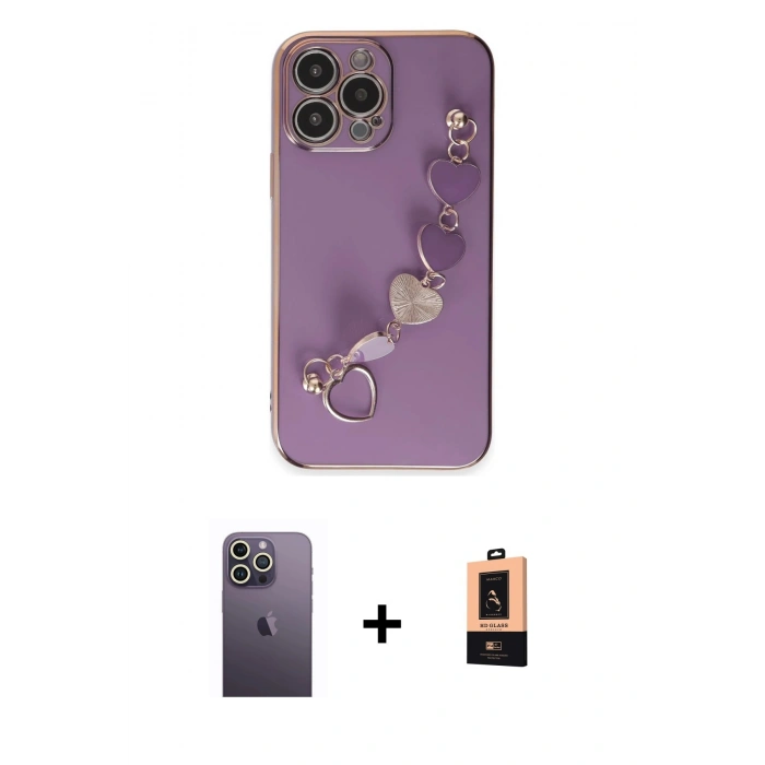 MARSİLYAN™- iPhone 13 Pro Max Kılıf Nova Işık Prime - Şeffaf Maxco Cam Ekran Koruyucu + Neon Fosforlu Kamera Lens - BZ